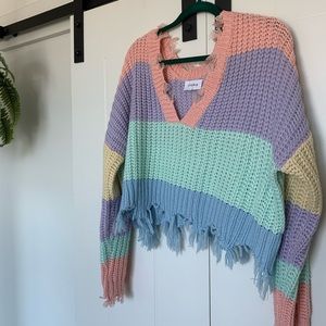 distressed pastel sweater